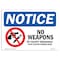 Signmission OSHA Notice Sign, 12" Height, 18" Width, Aluminum, NOTICE No Weapons By County Sign, Landscape OS-NS-A-1218-L-16227 - alternate 1